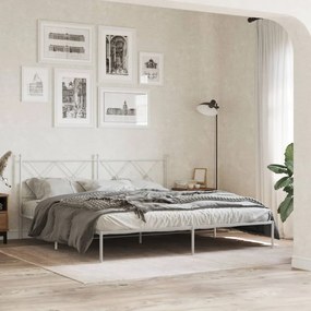 Estrutura de cama com cabeceira 180x200 cm metal branco