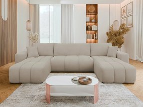 Sofá de canto Comfivo Laurus II, Cama com arrumação, 312x145x82cm, 124 kg, Pernas: Plástico