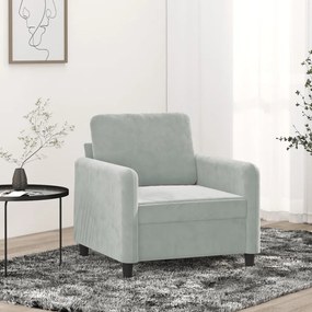 Poltrona 60 cm veludo cinzento-claro