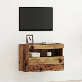 Gabinete de TV vidaXL com Luzes LED Madeira Antiga 60x30x40 cm