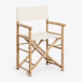 Cadeira De Diretor Dobrável Em Bambu Para Jardim Woody Branco - Sklum
