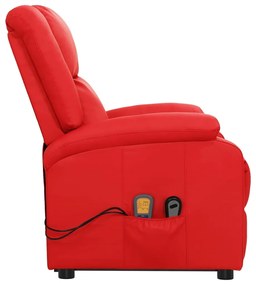 Poltrona de massagens elevatória couro artificial vermelho