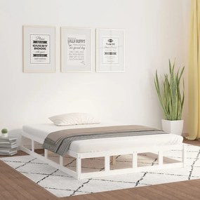 Estrutura de cama 200x200 cm pinho maciço branco