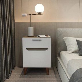 Mesa de Cabeceira Losso – Branco Carvalho – 45x36,8x63 cm