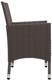 5 pcs conjunto de jantar p/ jardim c/ almofadões castanho