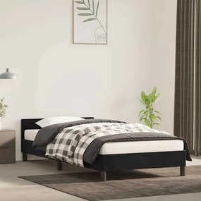 Estrutura cama c/ cabeceira sem colchão veludo 90x190 cm preto