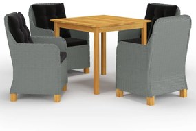 vidaXL 5 pcs conjunto de jantar para jardim cinzento-claro