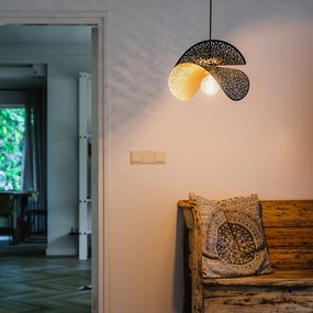 Candeeiro de suspensão oriental preto com dourado 28 cm - Japke