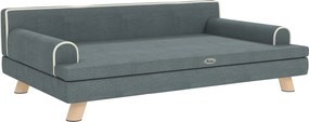 PawHut Cama Elevada para Cães Grandes e Médios 100x62x32 cm  Revestimento em Chenille com Almofada Lavável  Cinza Escuro | Aosom Portugal