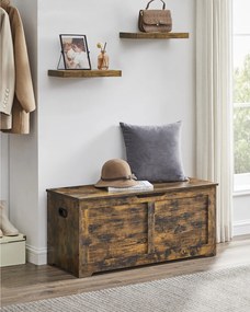 Banco arrumação entrada ou para sapatos com tampa 40 x 100 x 46 cm Castanho vintage
