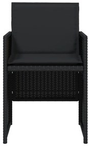Cadeiras de jardim com almofadões 4 pcs vime PE preto
