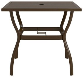 Mesa de jardim 81,5x81,5x72 cm aço castanho
