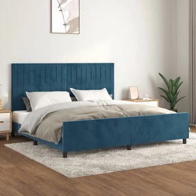 vidaXL Estrutura de cama sem colchão 200x200 cm veludo azul-escuro