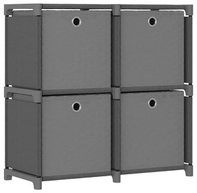 vidaXL Unidade prateleiras 4 cubos c/ caixas 69x30x72,5cm tecido cinza