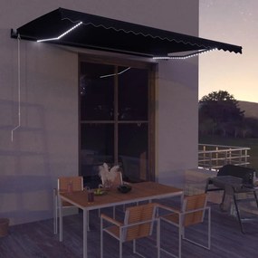 Toldo retrátil com sensor de vento e LED 600x300 cm antracite