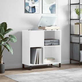 vidaXL Armário p/ discos 84,5x38x89 cm deriv. madeira branco brilhante