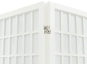 Biombo dobrável com 3 painéis estilo japonês 120x170 cm branco