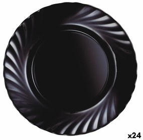 Plat Bord Luminarc Trianon Preto Vidro (ø 24,5 cm) (24 Unidades)