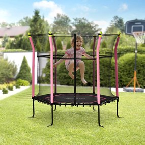 HOMCOM Trampolim para Crianças acima de 3 Anos Cama Elástica Infantil com Rede de Segurança e Estrutura de Aço para Interiores e Exteriores Carga