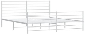 Estrutura de cama com cabeceira e pés 200x200 cm metal branco