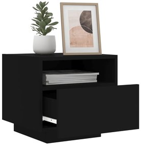 Mesas de cabeceira c/ luzes LED 2 pcs 40x39x37 cm preto