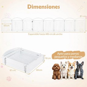Vedação para Cães de 8 Painéis, 480 x 81 cm, Dobrável, Branco