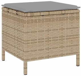 Conjunto de Jantar Jardim 3 Peças com Almofadas Bege em Rattan Sintéti