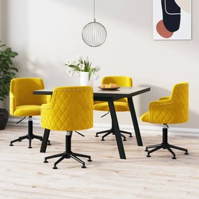 vidaXL Cadeiras de jantar giratórias 4 pcs veludo amarelo mostarda