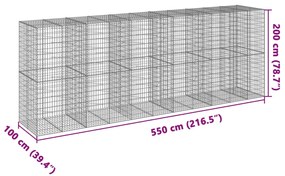 Cesto gabião com cobertura 550x100x200 cm ferro galvanizado
