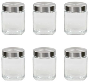 50844 vidaXL Frascos de vidro com tampa prateada 6 pcs 1200 ml
