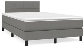 Cama box spring c/ colchão e LED 120x190 cm tecido cinza-escuro