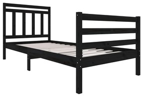 Estrutura cama de solteiro 90x200 cm madeira maciça preto