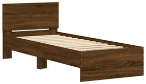 Estrutura cama cabeceira/luzes LED 90x190 cm carvalho castanho