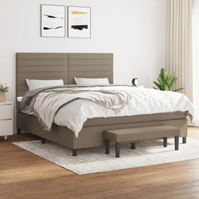 vidaXL Cama com molas/colchão 180x200 cm tecido castanho-acinzentado