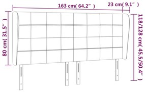 Cabeceira cama c/ abas tecido 163x23x118/128 cm cinzento-escuro