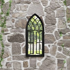vidaXL Espelho de jardim p/ uso exterior ferro 70x30 cm preto