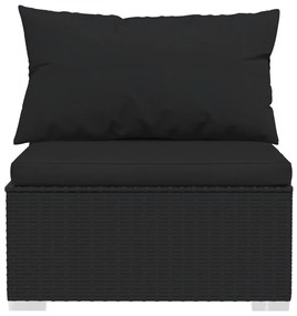 Sofá com almofadões 3 lugares vime PE preto