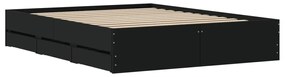 Estrutura de cama c/ gavetas 150x200 cm derivados madeira preto