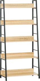 HOMCOM Estante de Estilo Industrial com 5 Níveis Estante de Sala de Estar para Livros com Estrutura de Metal 70x35x149,5 cm Natural | Aosom Portugal