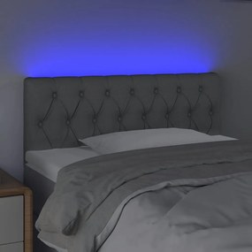 Cabeceira de cama c/ luzes LED tecido 90x7x78/88 cm cinza-claro