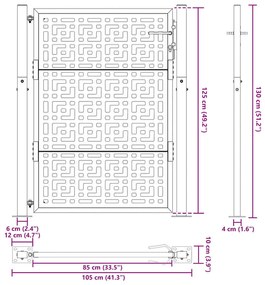 Portão de jardim 105x130 cm preto design cruzado de aço