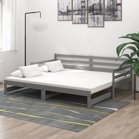 806957 vidaXL Estrutura sofá-cama de puxar 2x(90x200)cm pinho maciço cinzento