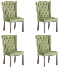 vidaXL Cadeiras de jantar 4 pcs veludo verde-claro
