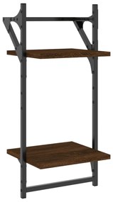 Estante 2 prat. c/ barras 2 pcs 30x25x65 cm carvalho castanho
