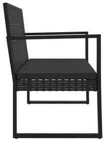 4 pcs conjunto lounge de jardim c/ almofadões vime PE preto