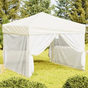 Tenda para festas dobrável com paredes laterais 3x3 m creme