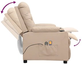 Poltrona elevatória de massagens elétrica tecido creme