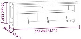Móvel de TV 110x30x35 cm madeira de teca maciça