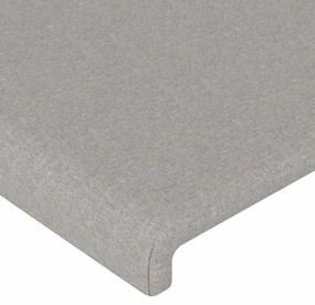 Cabeceira cama c/ luzes LED tecido 83x16x118/128 cm cinza-claro