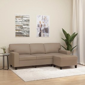 3153556 vidaXL Sofá 3 lugares c/ apoio pés 180 cm couro artificial cappuccino